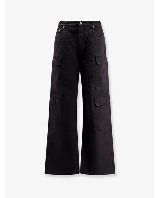 Rick Owens Black Double Cargo Organic Cotton Trousers for men