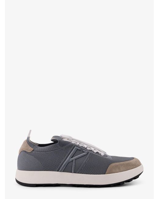 Kiton White Low-Top Mesh Sneakers With Suede Profiles for men