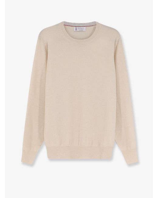 Brunello Cucinelli White Cashmere Sweater for men