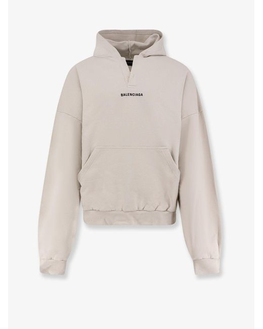 Balenciaga White Cotton Hooded Sweatshirt for men