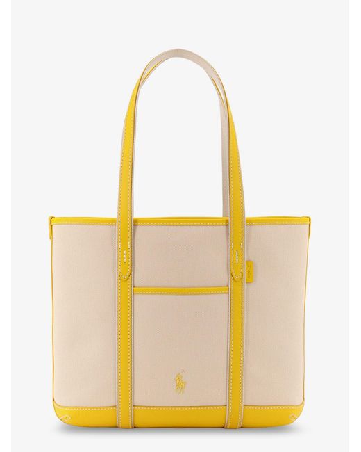 Polo Ralph Lauren Yellow Canvas Shoulder Bag With Embroidered Logo Canvas/Leather