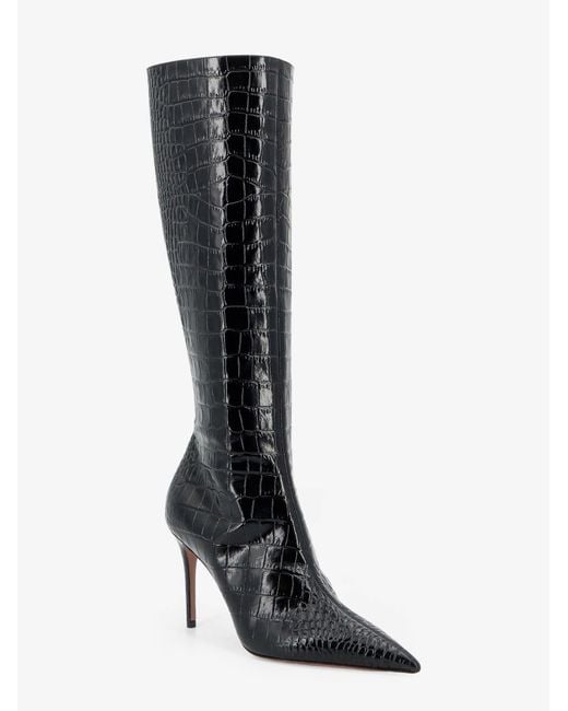 Paris Texas Black Vera 85 Croco Effect Leather Boots
