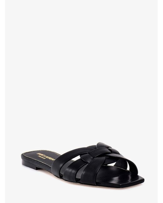 Saint Laurent Black Tribute 05 Leather Nu Pieds Flat Sandals