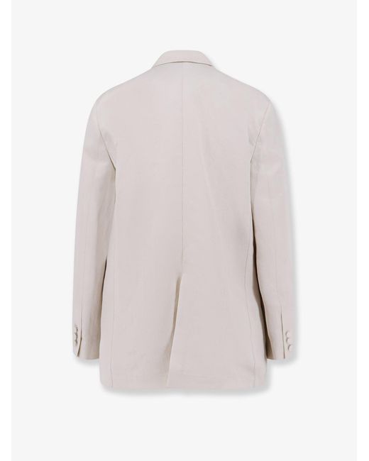 Alysi White Double-Breasted Lyocell And Linen Blazer