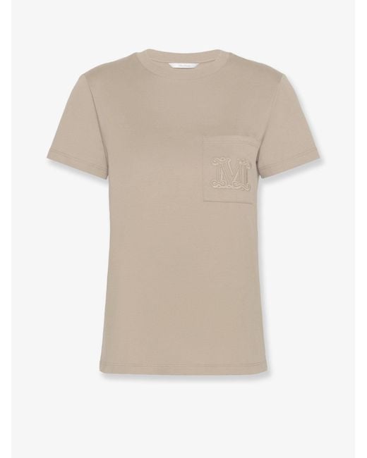 Max Mara White Papaia Cotton T-Shirt With Monogram