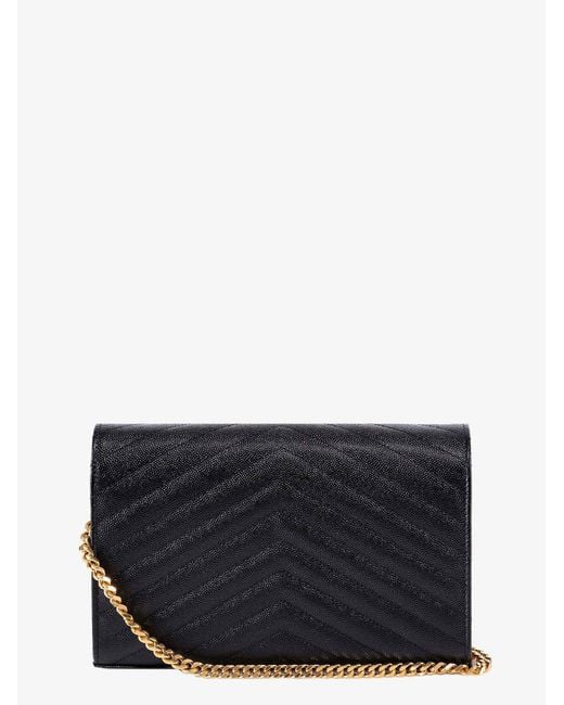 Saint Laurent Black Pochette Cassandre Grain-De-Poudre Leather Crossbody Bag