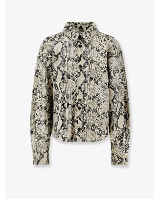 Alysi White Python Print Leather Shirt
