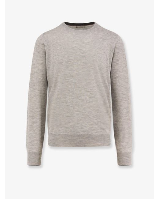 Brunello Cucinelli Gray Cashmere And Silk Sweater for men