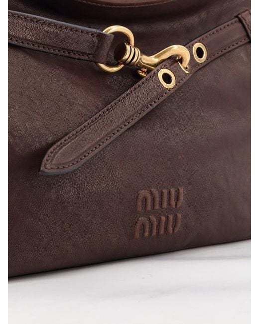 Miu Miu Brown Aventure Leather Shoulder Bag