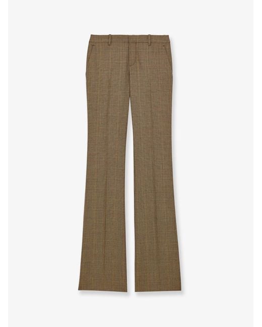 Saint Laurent Natural Prince Of Wales Certified Wool Trousers