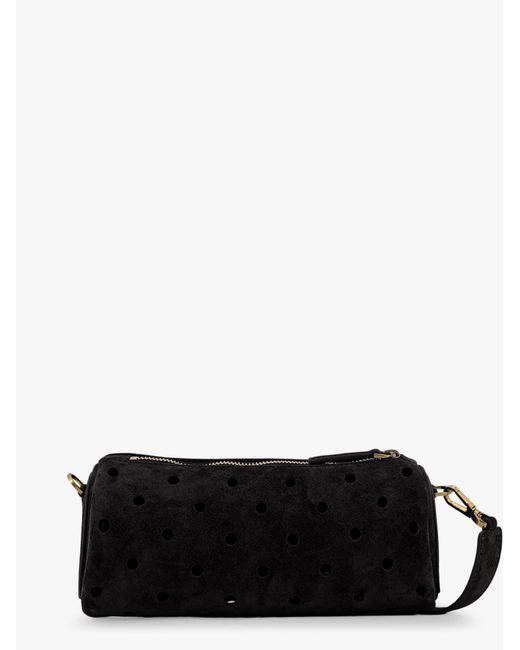 MANU Atelier Black Mini Cylinder Suede Crossbody Bag