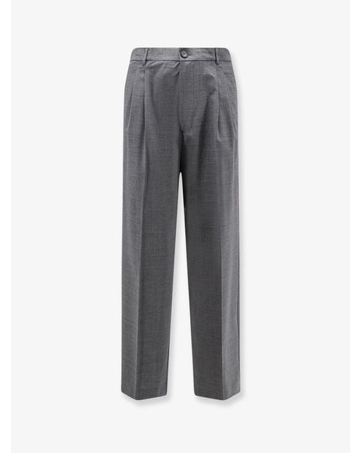 Amaranto Gray Virgin Wool Blend Trousers for men