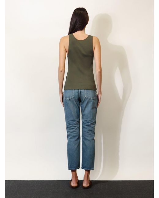 Saint Laurent Green Ribbed Cotton Top