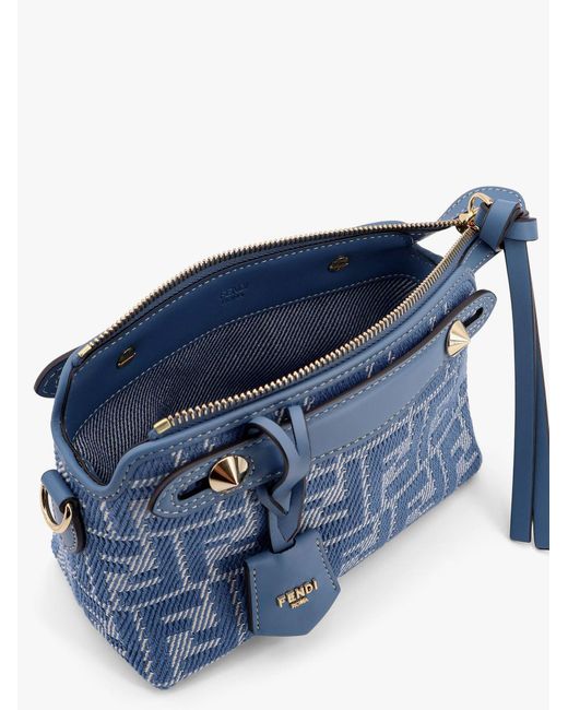 Fendi Blue By The Way Soft Mini Denim-Effect Ff Jacquard Shoulder Bag