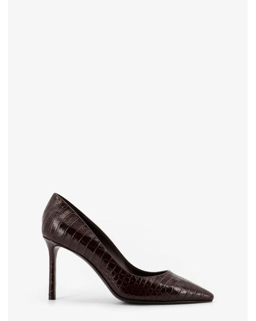 Jimmy Choo Brown Romy 85 Leather Pumps With Croco Effect