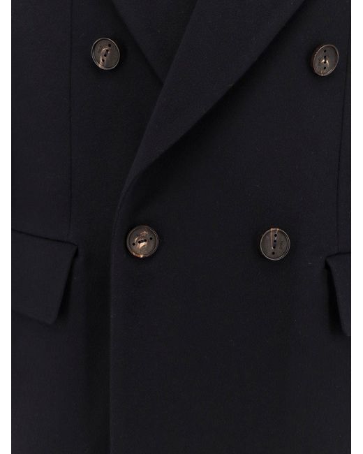 Hevò Blue Cashmere Coat With Satin Lining for men