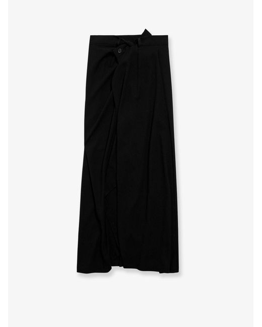 Balenciaga Black Draped Crepe Midi Skirt