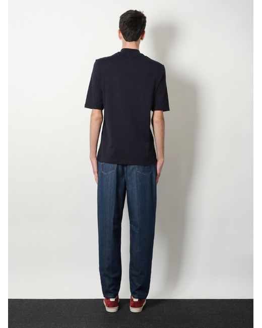 Brunello Cucinelli Blue Cotton T-Shirt for men