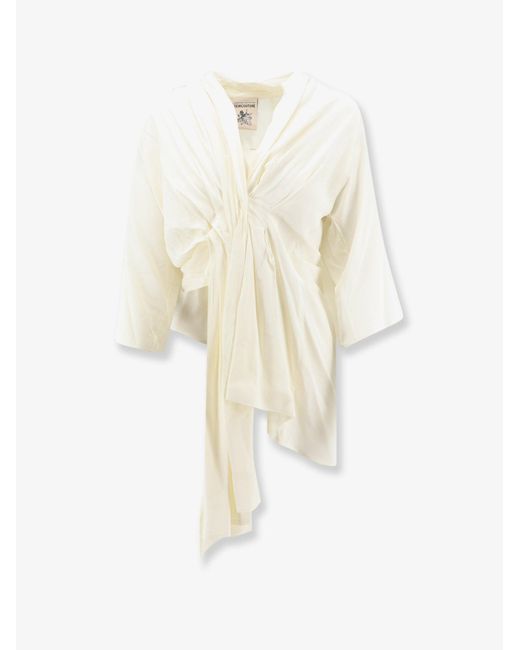 Semicouture White Silk Blend Top