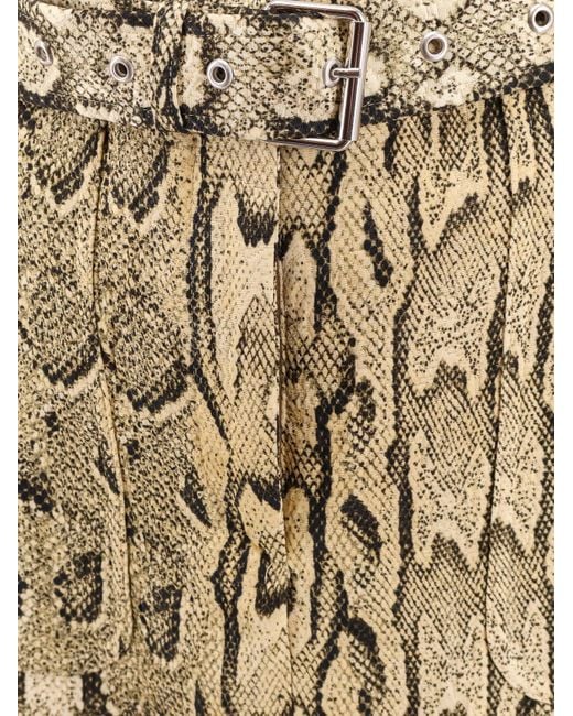 Dries Van Noten Natural Sheraz Viscose And Cotton Skirt With Reptile Print