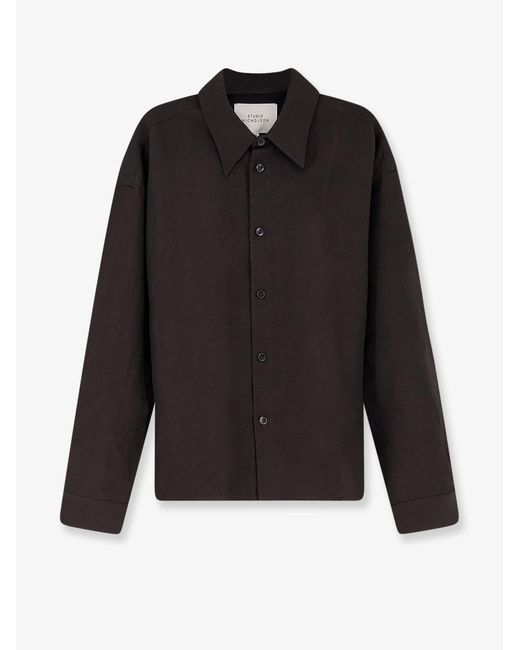 Studio Nicholson Black Wool And Linen Shirt for men