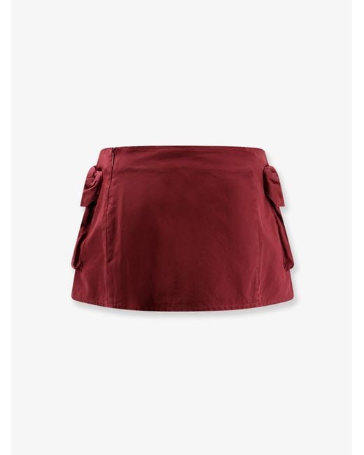 Miu Miu Red Cotton Mini Skirt