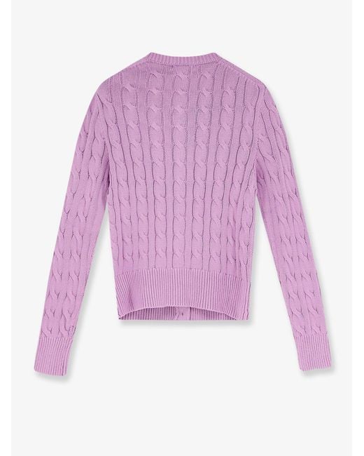 Polo Ralph Lauren Pink Cotton Cardigan With Contrasting Logo