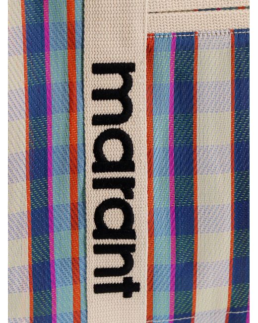 Isabel Marant Blue Darwen Nylon Shoulder Bag With Striped Pattern