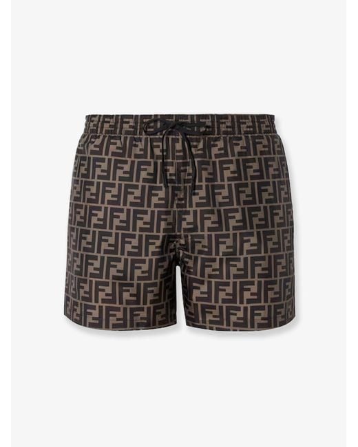 Fendi Gray Ff Nylon Swim Trunks for men