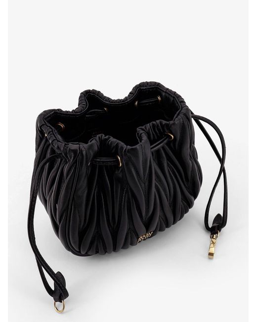 Miu Miu Black Matelassé Leather Bucket Bag