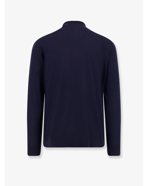Kiton Blue Wool Polo Shirt for men