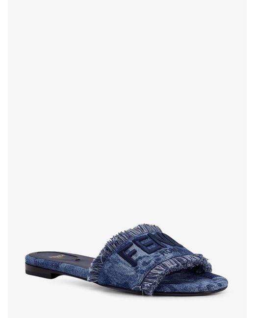 Fendi Blue Sunshine Denim Slides