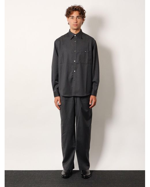 TONYWACK Blue Striped Wool Blend Shirt