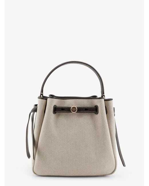Tory Burch Natural Romy Canvas Bucket Bag