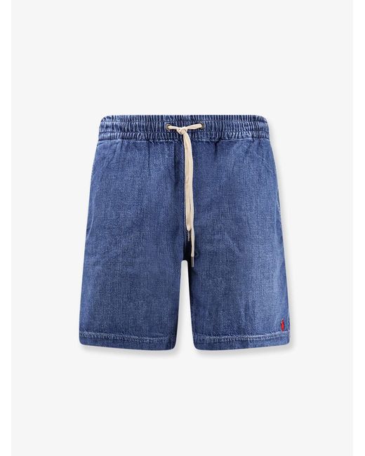 Polo Ralph Lauren Blue Denim Bermuda Shorts With Logo for men