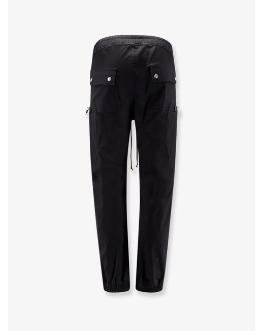 Rick Owens Black Bauhaus Cargo Certified Cotton Trousers for men