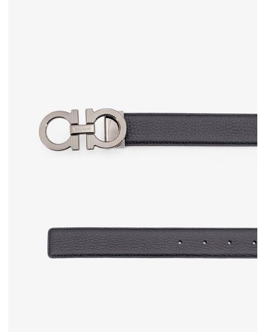 Ferragamo White Reversible Leather Gancini Belt for men