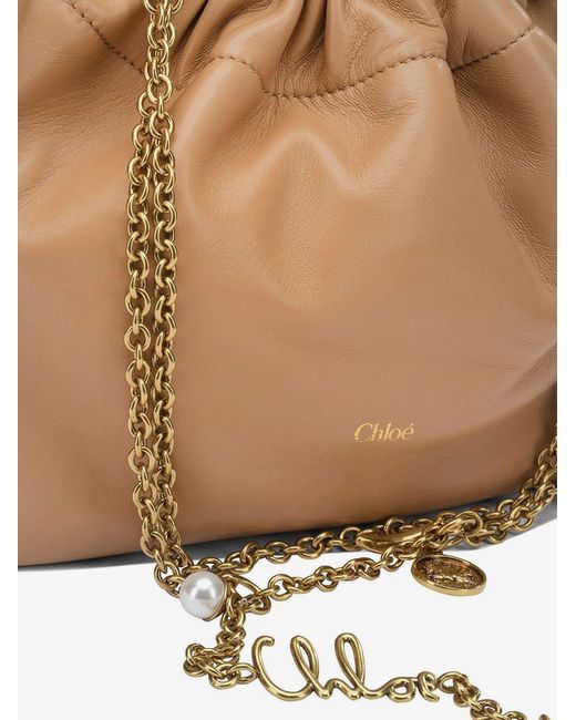 Chloé Brown Icons Leather Crossbody Bag With Logo On The Front