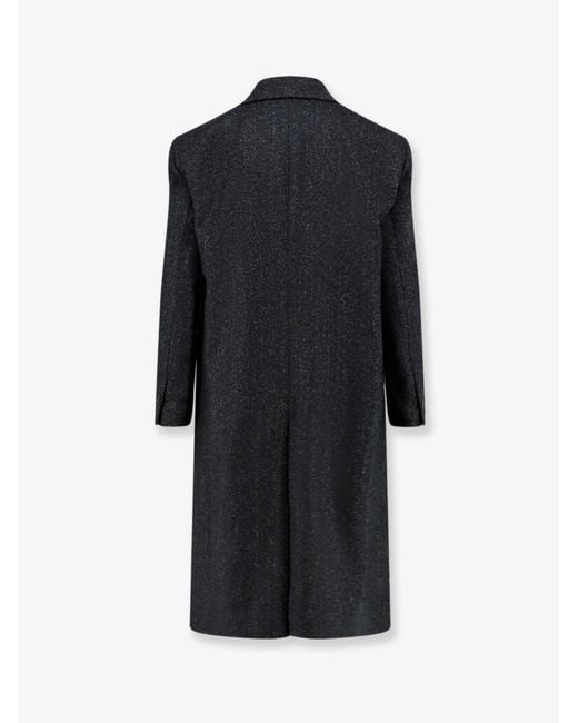 Hevò Black Martina Franca Wool Blend Coat