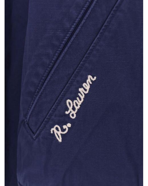 Polo Ralph Lauren Blue Cotton Bomber With Logo Patch for men