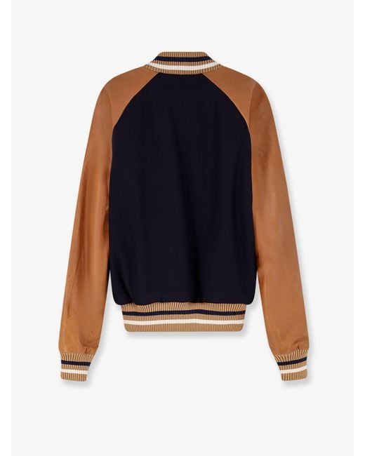 DSquared² Blue D2 Varsity Wool And Leather Bomber for men