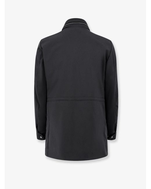 Moorer Black Nylon Long Jacket for men