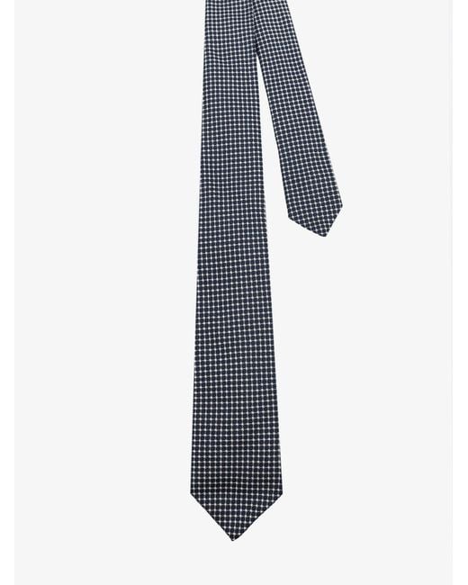 Kiton Blue Silk Tie Micro-Pattern for men