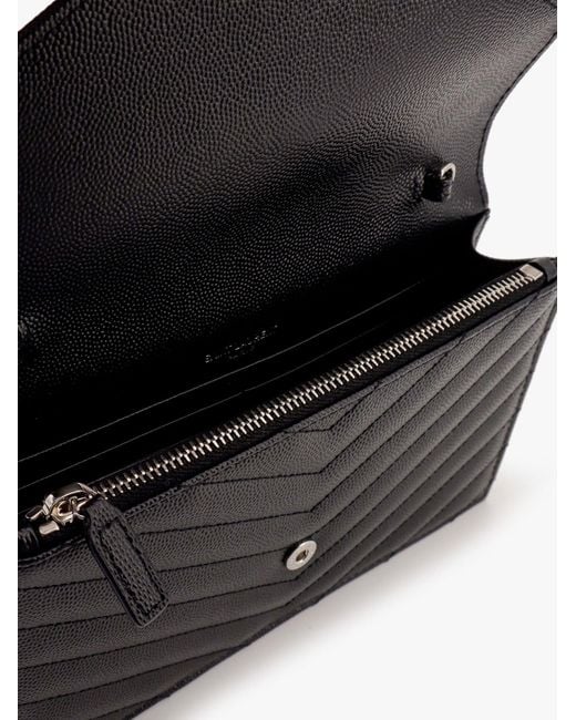 Saint Laurent Black Cassandre Pochette Grain-De-Poudre Leather Crossbody Bag