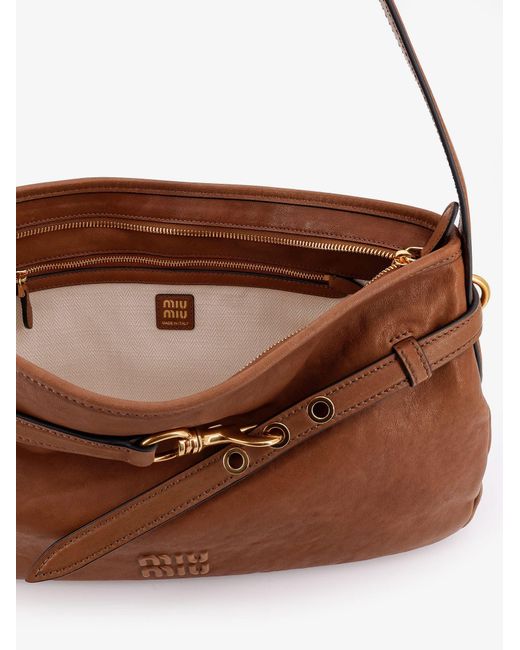 Miu Miu Brown Aventure Leather Shoulder Bag