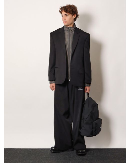 Balenciaga Black Wool Blazer With Modal Insert for men