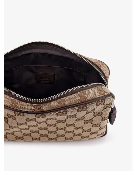 Gucci Brown Gg Supreme Fabric Shoulder Bag With Leather Inserts for men