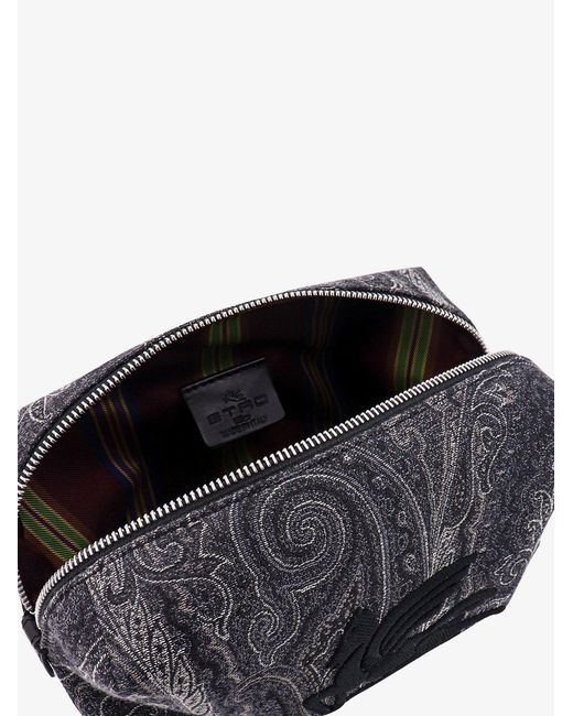 Coated Canvas Beauty Case With Paisley Motif-Uomo di Etro in Gray da Uomo