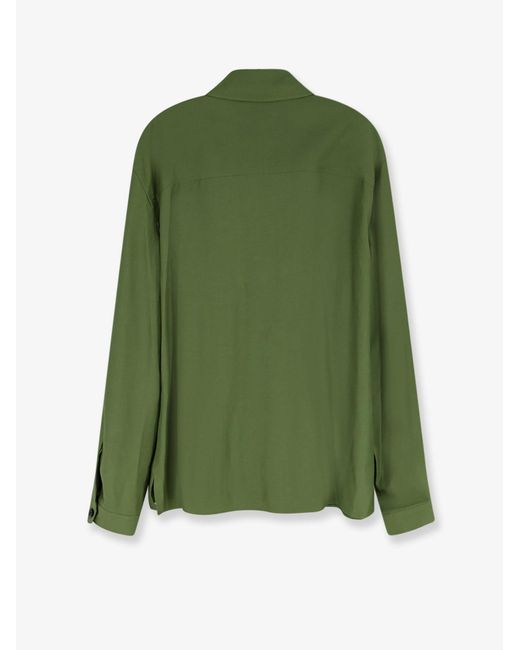 Laneus Green Viscose And Linen Shirt for men
