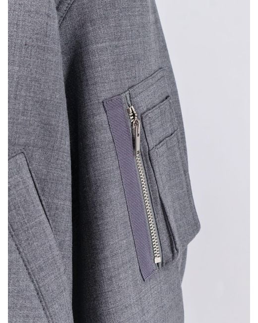 Semicouture Blue Virgin Wool Blend Bomber